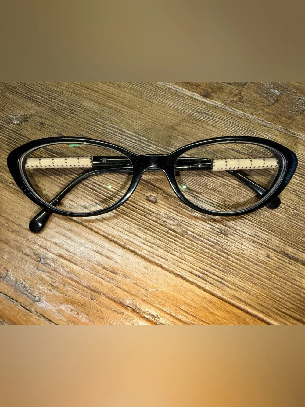 Chanel Quilted Studded Eyeglass Frames – Black & Cream – Repair/Replacement 3215
